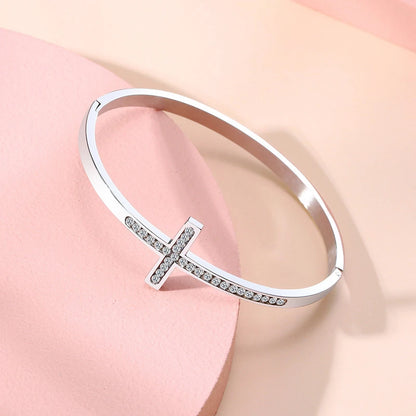 Elegant Crystal Cross Cuff Bracelets for Women and Girls - Perfect Friendship Jewelry Gift