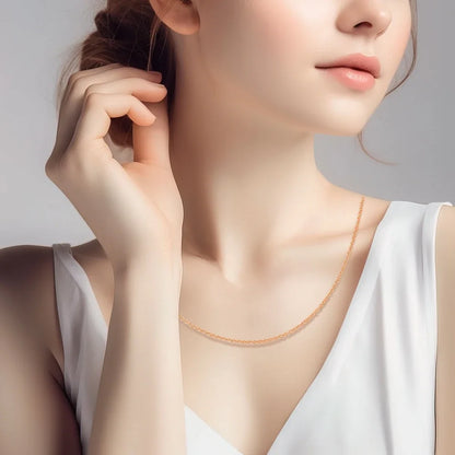 925 Sterling Silver Gold Rose Gold Simple Premium Bare Chain Necklace for Women Elegant DIY Jewelry Gift