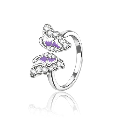 925 Sterling Silver Open Ring for Women Butterfly Dragonfly Turtle Cross Design Elegant Fine Jewelry Gift