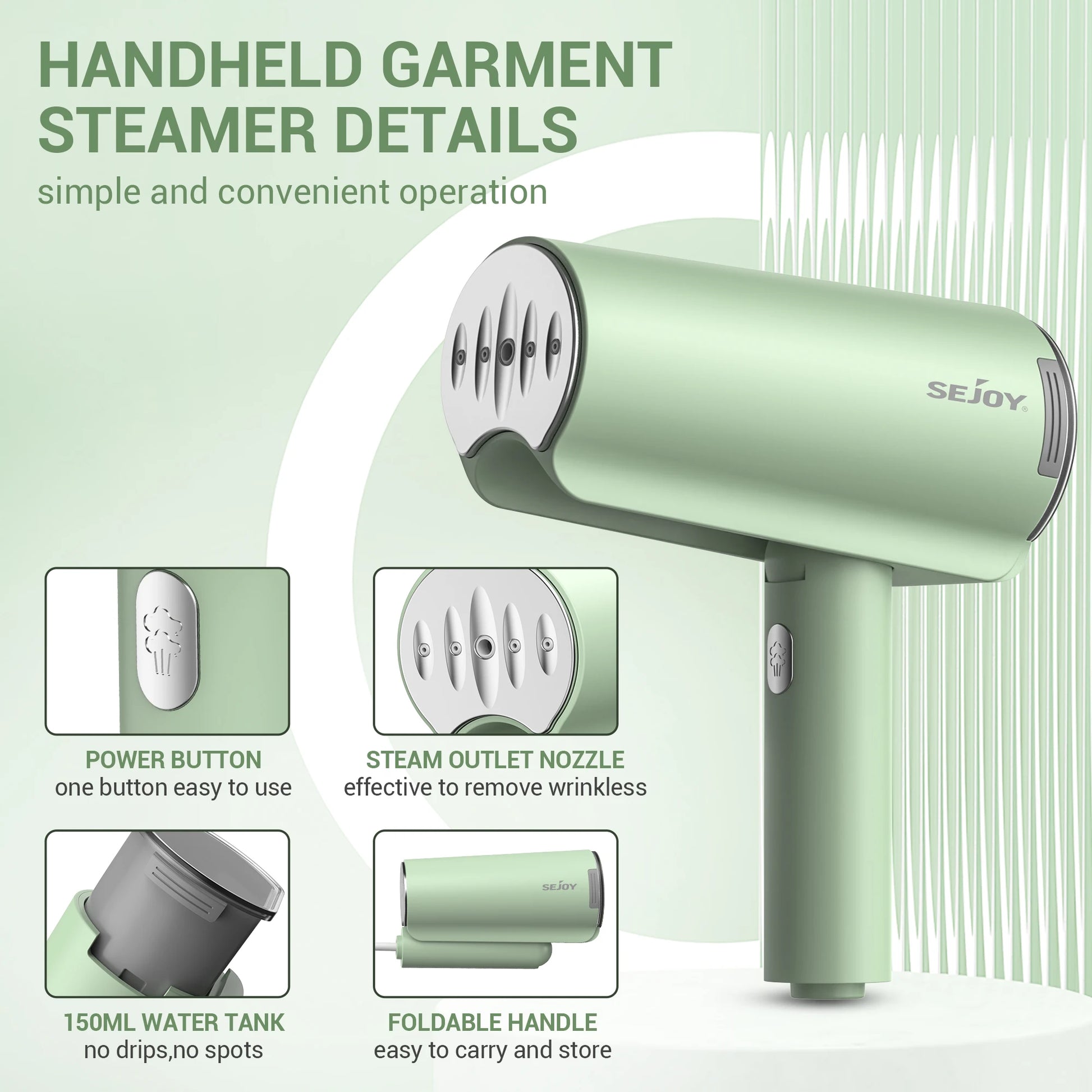 1000w Handheld Garment Steamer Iron Portable Mite Removal