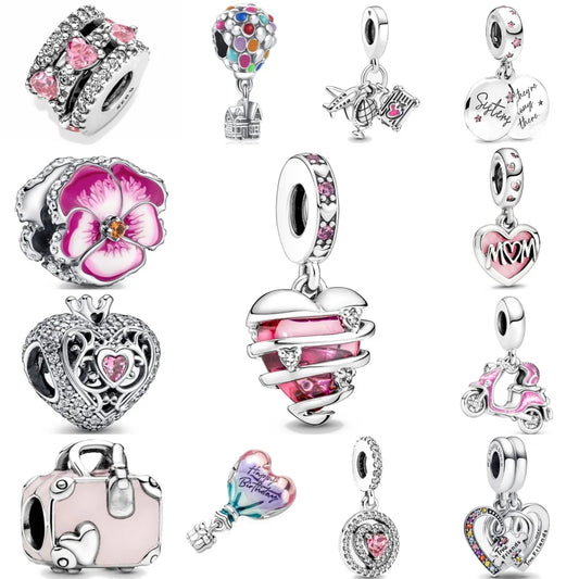 925 Silver Flower Bead Pendant for European Bracelet DIY Jewelry