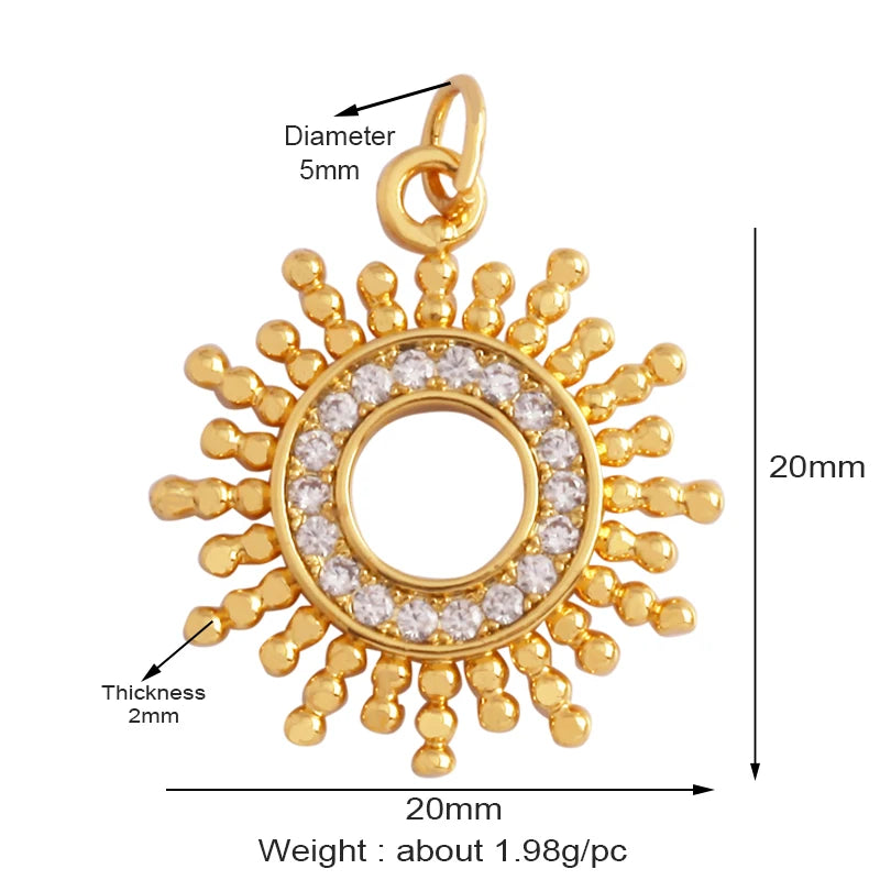 Gold-Plated Celestial Moon Star Charm Pendant with Cubic Zirconia for Jewelry Making