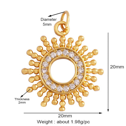 Gold-Plated Celestial Moon Star Charm Pendant with Cubic Zirconia for Jewelry Making