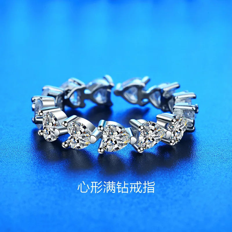 Elegant 925 Sterling Silver Heart Zircon Adjustable Ring for Women