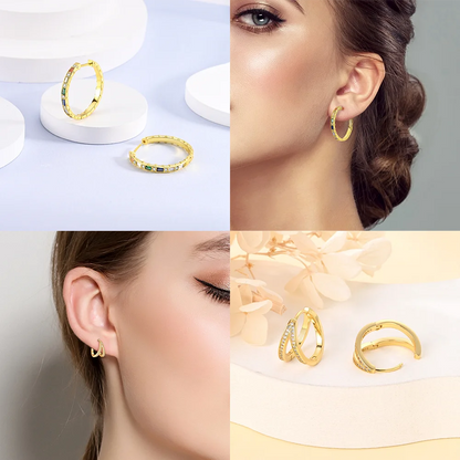 Elegant 925 Silver Twist Zircon Hoop Earrings for Women - Ideal Engagement or Birthday Gift