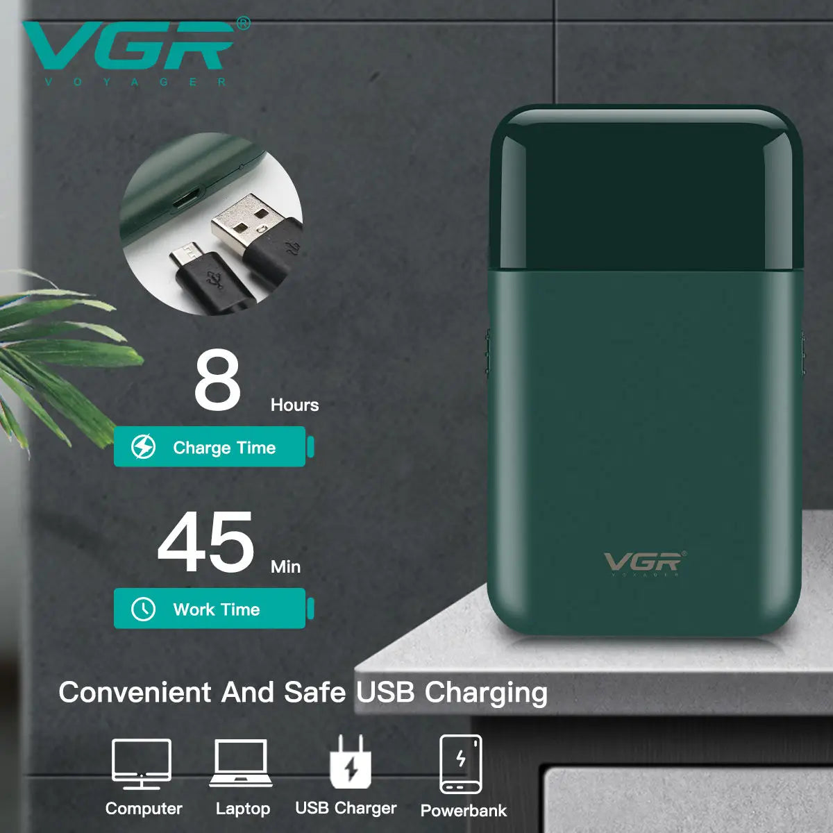 VGR 390 Mini Cordless Beard Trimmer Razor for Men