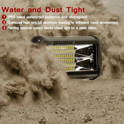 Powerful 5 Inch 72W LED Work Light for Offroad Cars and Trucks - Waterproof 6000K White Beam