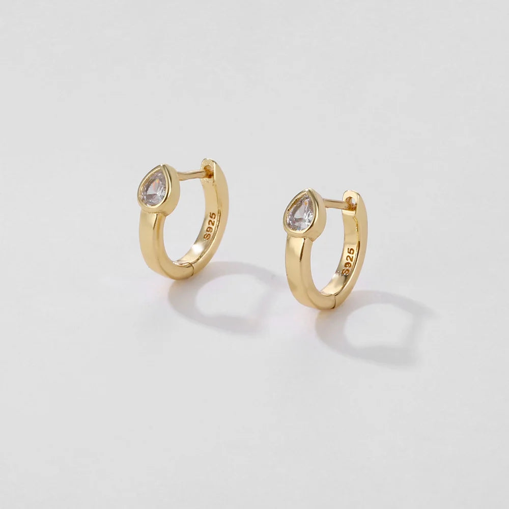 Elegant Water Lake Blue Zircon Hoop Earrings for Women Minimalist Circle Dangle Jewelry Accessories