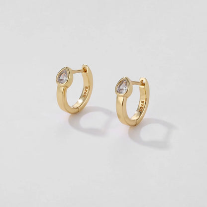Elegant Water Lake Blue Zircon Hoop Earrings for Women Minimalist Circle Dangle Jewelry Accessories