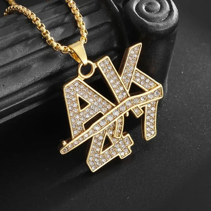 Cubic Zirconia Hip Hop XO Pendant Necklace for Men and Women