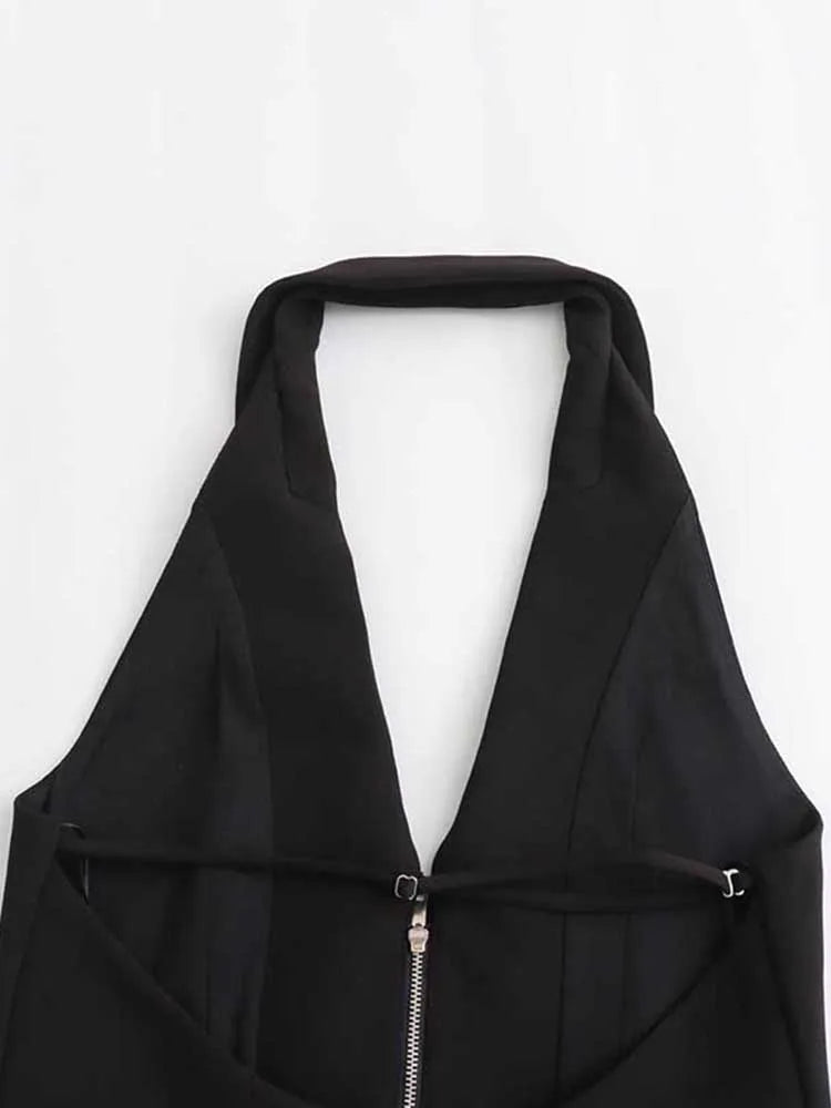Chic Backless Halter Corset Top For Women With Side Zip
