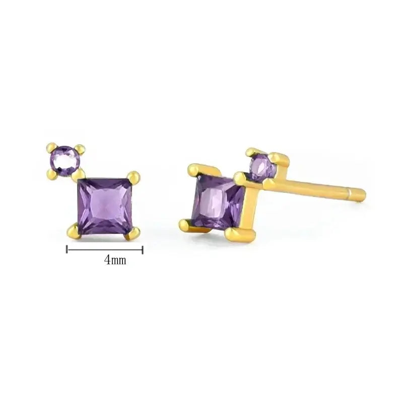 925 Sterling Silver Tiny Stud Earrings Colorful Crystal Luxury Jewelry LN1055-1-4