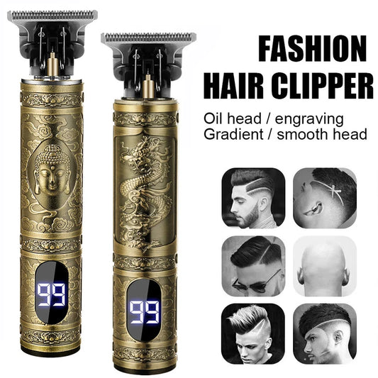 Vintage Cordless Hair Trimmer with USB Fast Charging for Professional Barbers