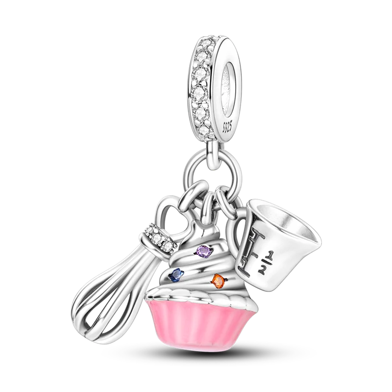 Pink Butterfly Luminous Firefly Dangle Charms 925 Sterling Silver Beads for DIY Jewelry KTC724