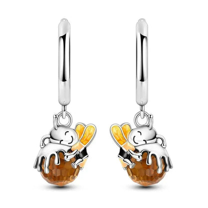 Authentic Luminous Firefly Bee Light Bulb Charm Ring Earrings 925 Sterling Silver DIY Jewelry Gift