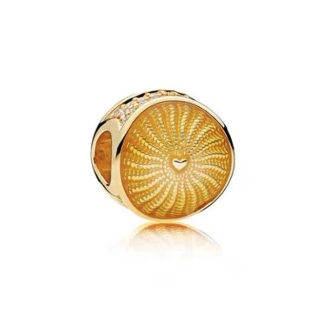 925 Sterling Silver Charm Golden Sun Pineapple Family Tree