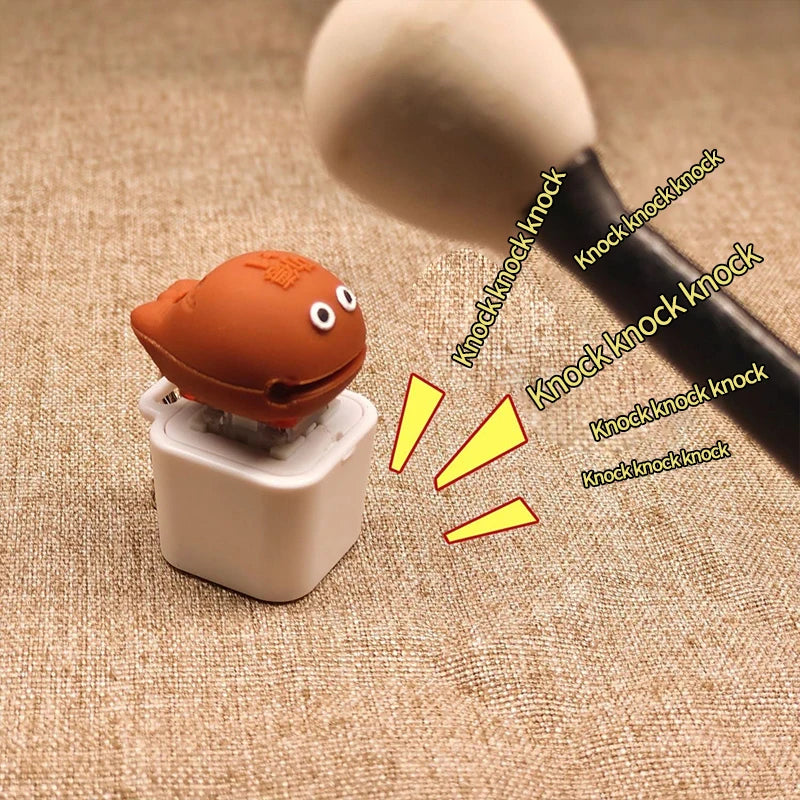 Wooden Fish Keychain Stress Relief Toy with Light and Sound Effect Perfect Gift for Girls and Children