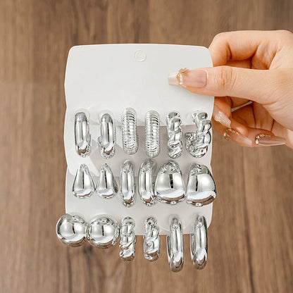 10 Piece Irregular Shaped Lightweight Women's Earring Set C Shaped and Teardrop Perfect for Daily Wear and Parties
