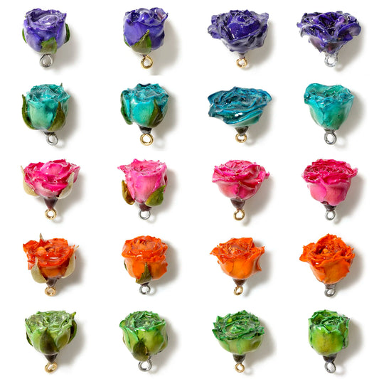 Handmade Multicolor 3D Resin Flower Charms for DIY Jewelry Earrings 2x16mm