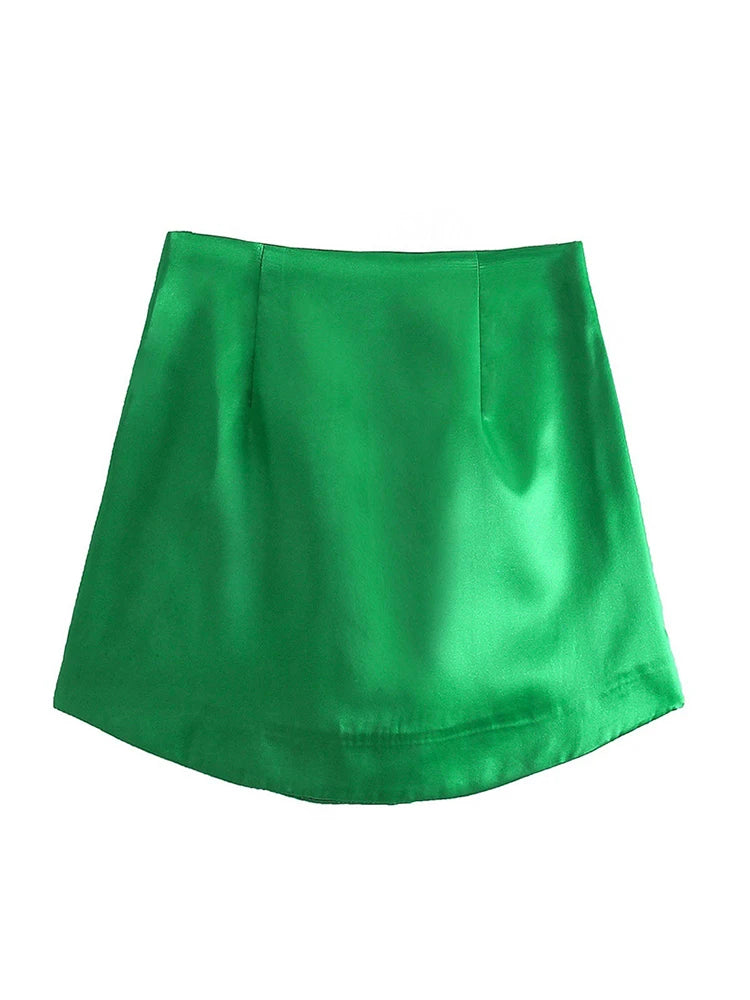 Women High Street Solid Color Side Zipper Sexy Mini Skirt