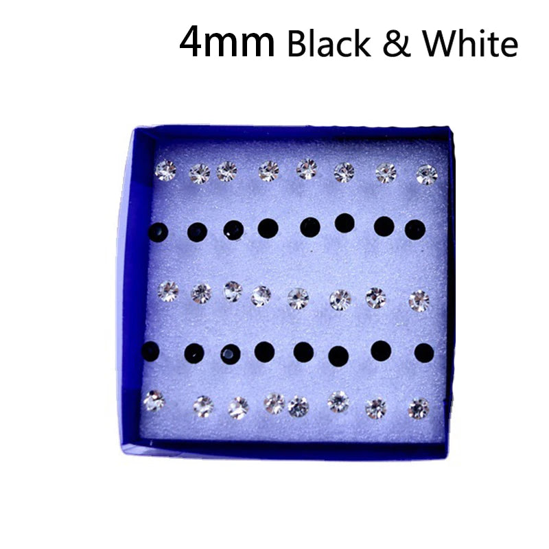 20 Pair Set Women Girls Rhinestone Crystal Stud Earrings Elegant Daily Wear Jewelry Gift