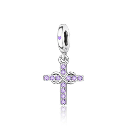 925 Sterling Silver Colorful Infinite Heart Flower Charms with Zircon for Pendant Bracelet Necklace DIY Fine Jewelry