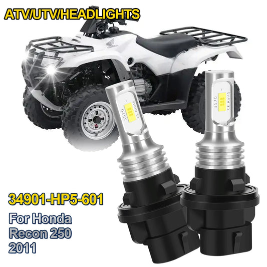 Honda Recon 250 LED Headlight Bulbs 2011, HP5 CSP Xenon 6000K White, Enhanced Visibility