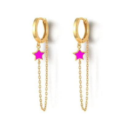 Rose Red Zircon Hoop Earrings for Women Minimalist Dangle Party Jewelry Trend 2025