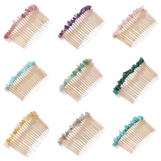 Crystal Bliss Hair Combs - Healing Quartz Stone Hair Accessories for Weddings & Special Occasions