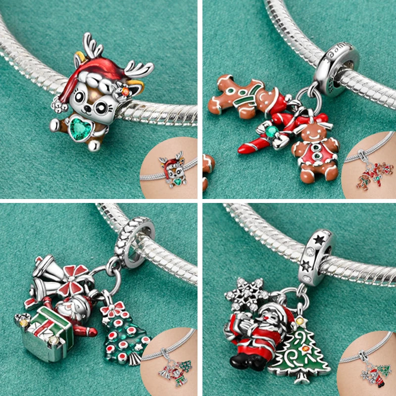 2025 Sterling Silver Christmas Charm Beads for Bracelets and Pendants