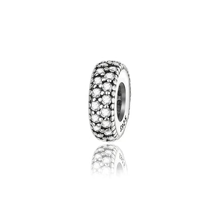 925 Sterling Silver Heart Blooming Rose Full Diamond Zircon Charms Pendant Beads for Bracelets and Necklaces