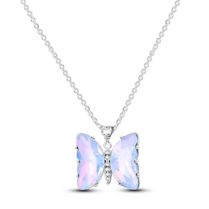 925 Sterling Silver Pink Bow Heart Moon Butterfly Pendant Necklace Elegant DIY Charm Gift for Women
