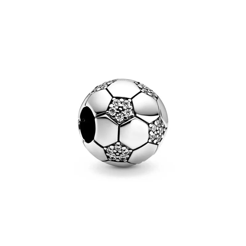 Spring Charms 925 Silver Football Mother Son Dog Pendant Bead Jewelry for European Bracelets and Necklaces