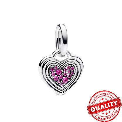 Elegant 925 Sterling Silver Pearl Heart Key Pendant for Bracelets and Necklaces FCC490