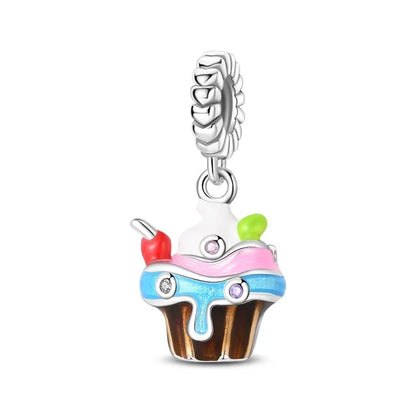 925 Sterling Silver Summer Charms Beads Ice Cream Fruit Candy Cake Zircon DIY Jewelry for Necklace and Bracelet Gifts