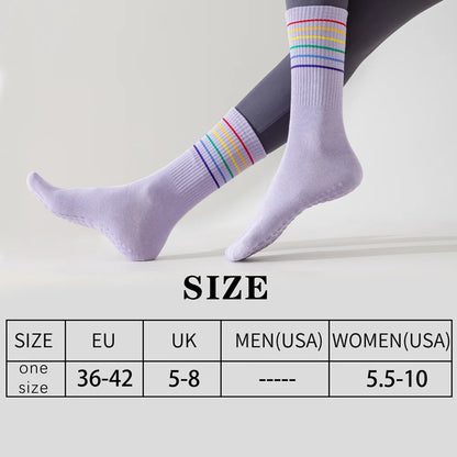 3 Pairs Color Stripe Breathable Yoga Socks Anti Slip
