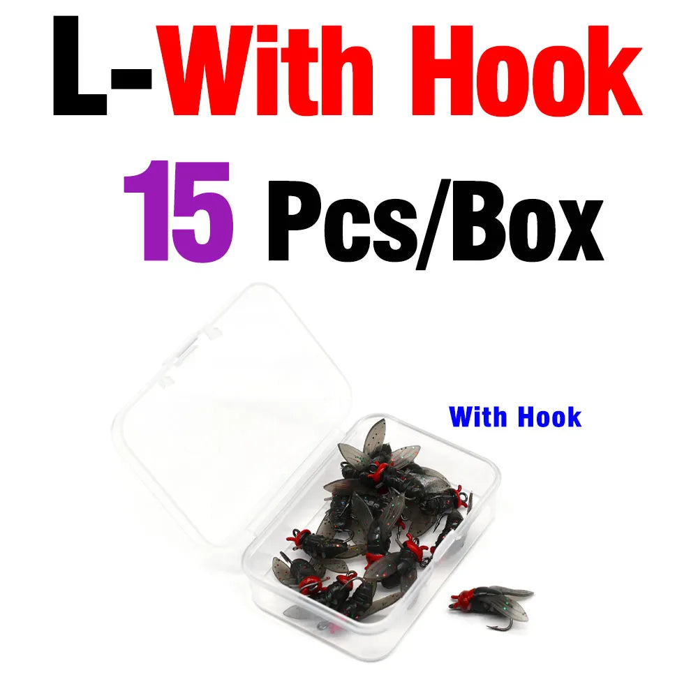 15PCS/Box Bionic Fly Fishing Bait For Salmon Trout Gear L with hook
