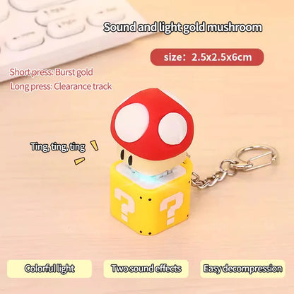 Wooden Fish Keychain Stress Relief Toy with Light and Sound Effect Perfect Gift for Girls and Children