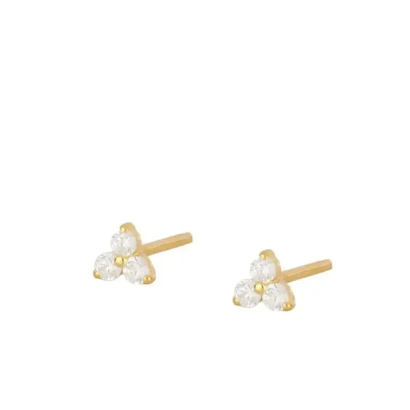 Crmya Gold Plated Women's Earrings Set with Vintage CZ Zircon Drop and Stud Hoops