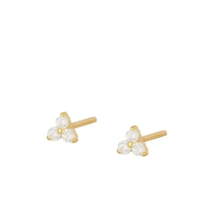Crmya Gold Plated Women's Earrings Set with Vintage CZ Zircon Drop and Stud Hoops