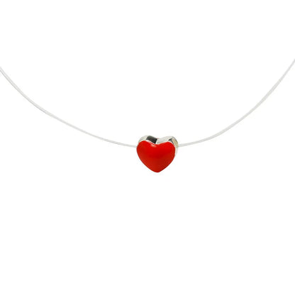 Elegant Invisible Heart Choker Necklace with Rhinestone Zircon for Women