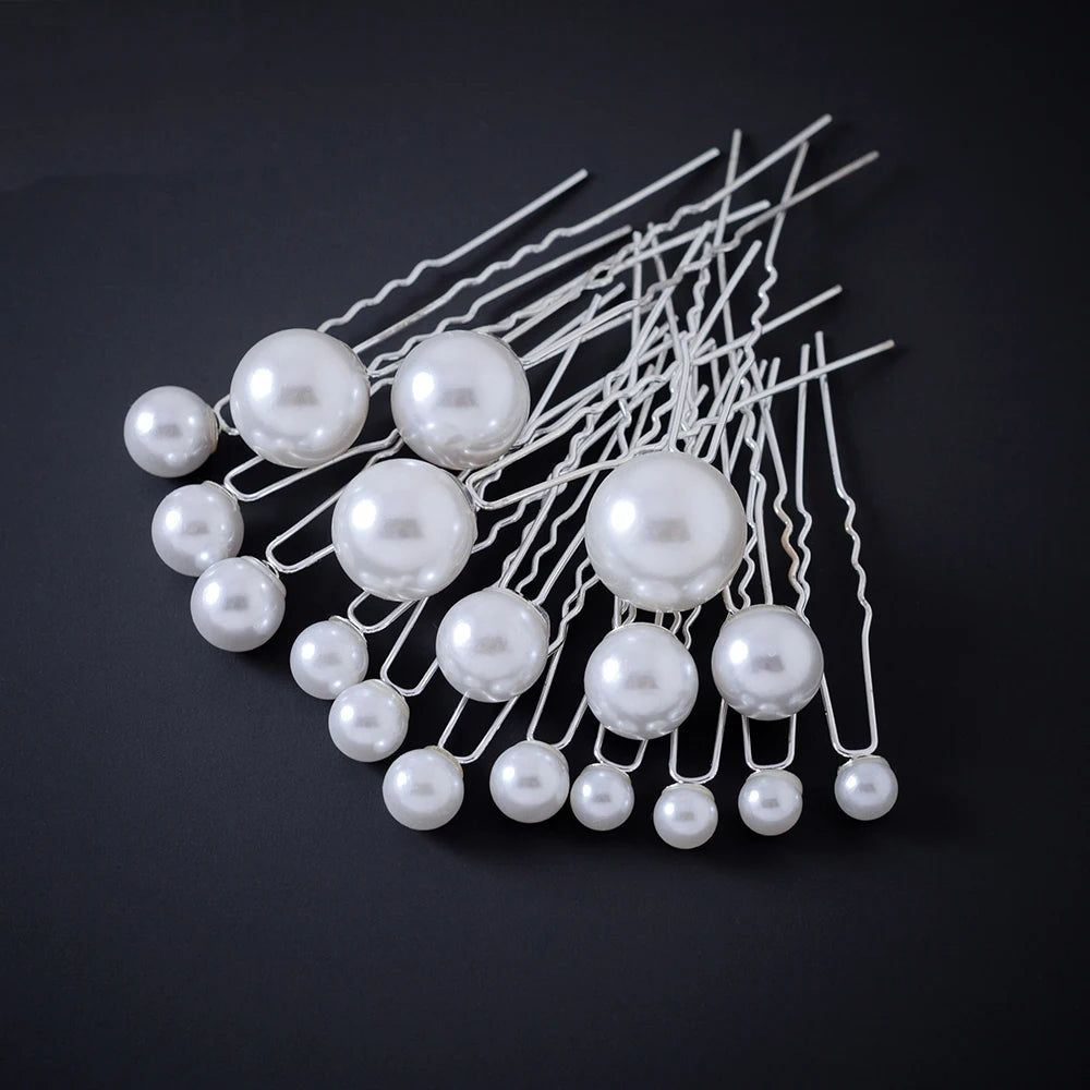 Elegant Bridal Rhinestone Hair Pins with Pearls for Wedding and Party
