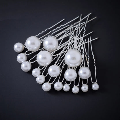 Elegant Bridal Rhinestone Hair Pins with Pearls for Wedding and Party