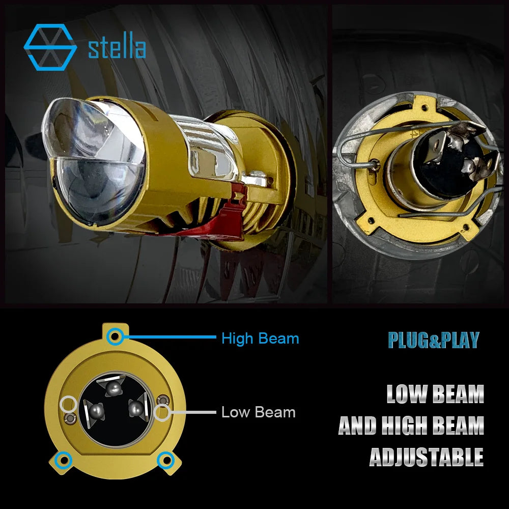 Stella Bi LED Lens Projector H4 Mini Bulb 110W Headlight