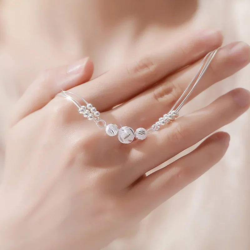 Elegant 925 Sterling Silver Zircon Charm Bracelet for Women Bohemian Fashion Jewelry Gift