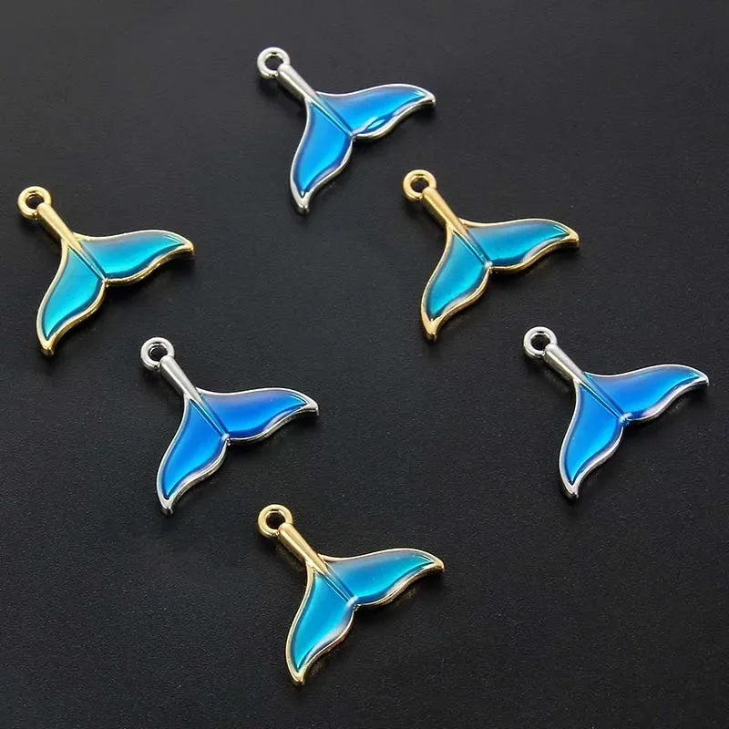 Elegant Alloy Fish Whale Tail Charms for DIY Jewelry Making - Set of 10