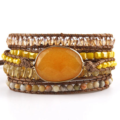 Mixed Natural Stones Bohemian Wrap Bracelets Set for Women