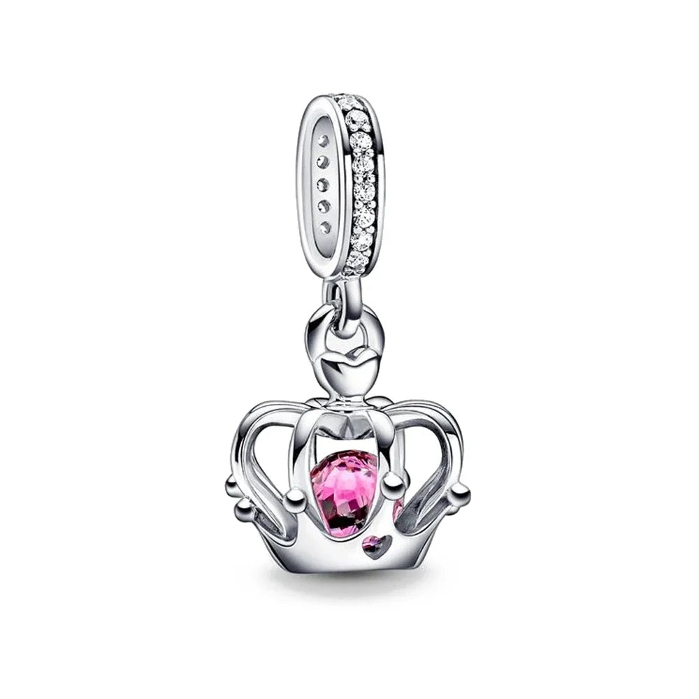 Original 925 Sterling Silver Pink Flower Balloon and Coffee Cup Charms Beads for DIY Women’s Bracelet Jewelry Gift