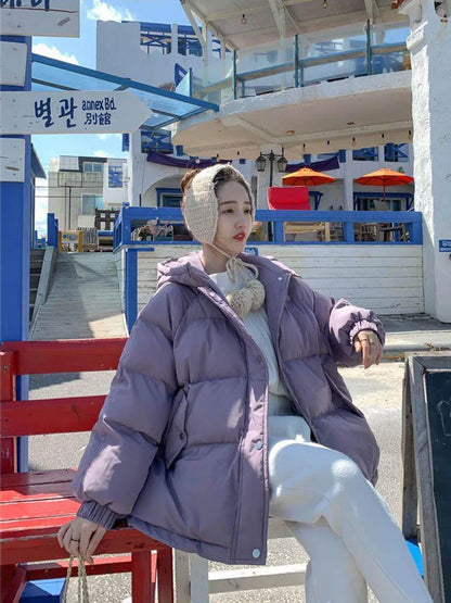 2024 Women Short Hooded Cotton Padded Winter Parka Jacket