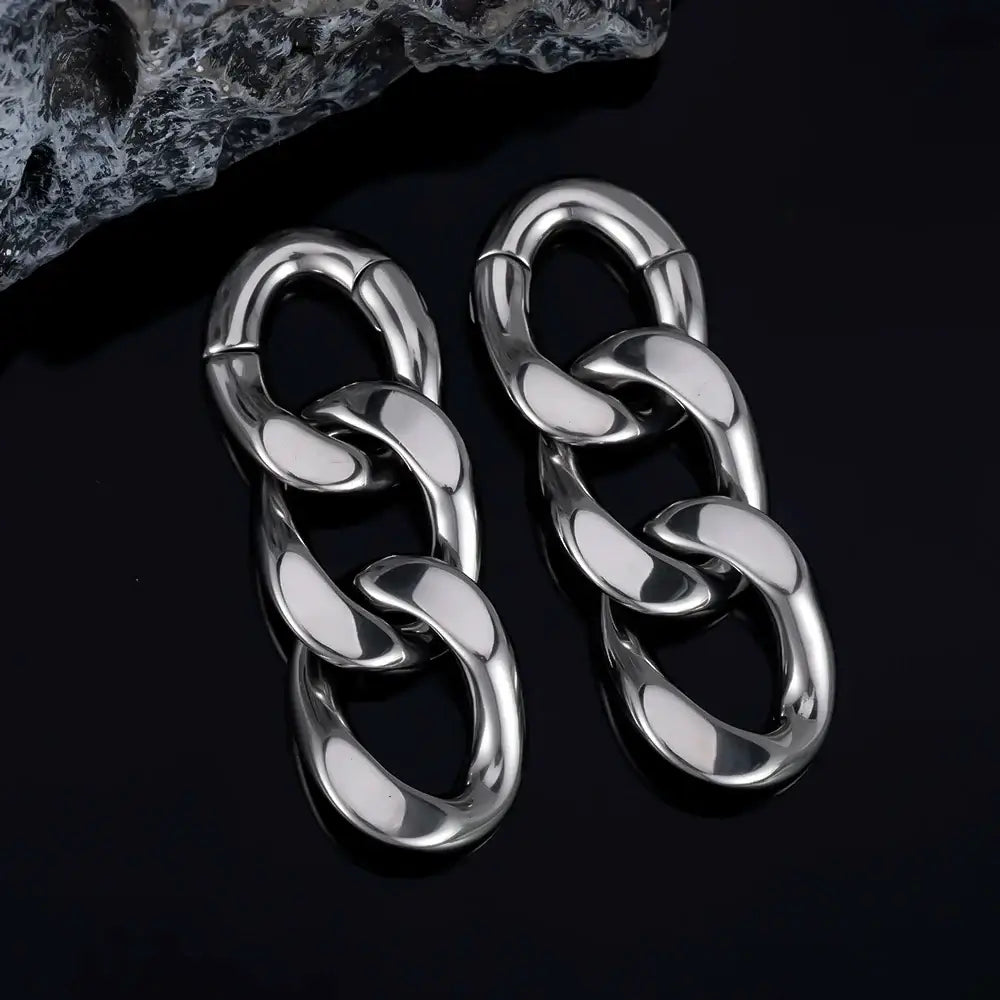 Vankula 2PCS 6mm Stainless Steel Chain Ear Weights Hangers Plugs Jewelry